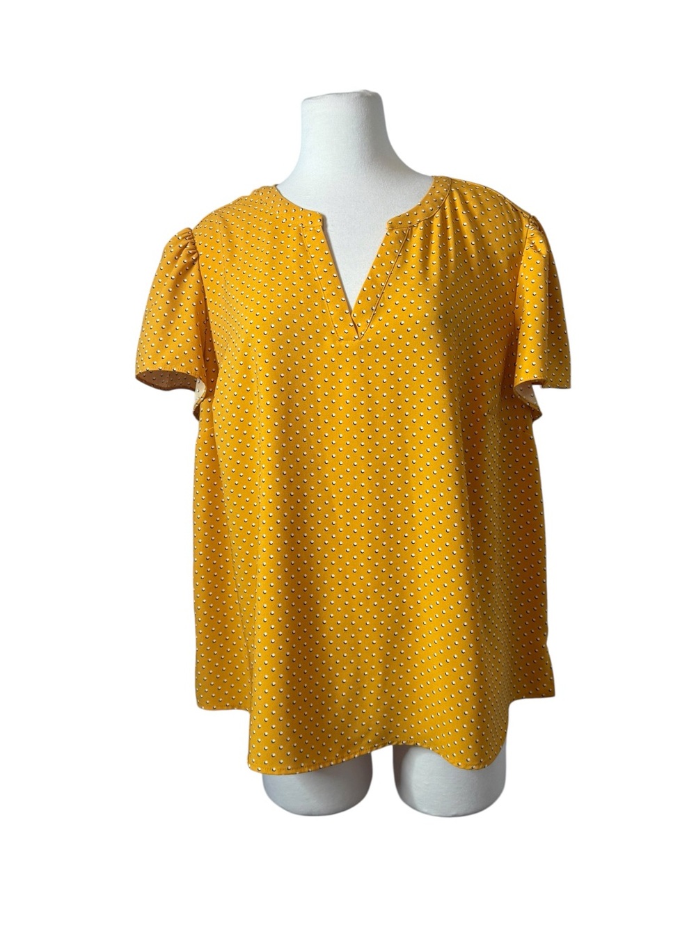 Women’s Hilary Radley Yellow Dot Split-Neck Short Sleeve Top